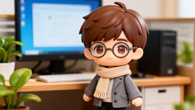  戴眼镜男孩办公场景303#横屏 	 