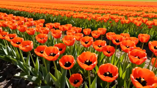  橙色郁金香花田美景240#横屏 	 