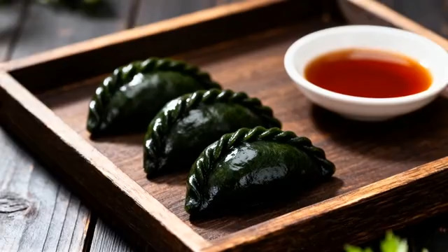  传统青团配酱汁特写255#横屏 	 