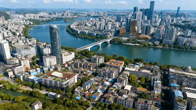  城市江景航拍全景193#横屏 	 