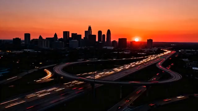  城市日落交通延时摄影208#横屏 	 