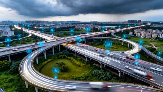  城市立交桥车流延时195#横屏 	 -