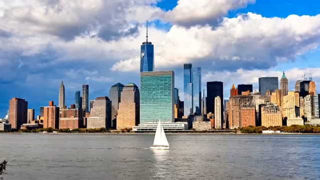  城市天际线与帆船远景212#横屏 	 