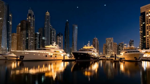  城市夜景 游艇码头风光214#横屏 	 