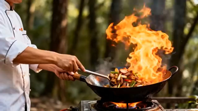  厨师户外爆炒火焰菜245#横屏 	 