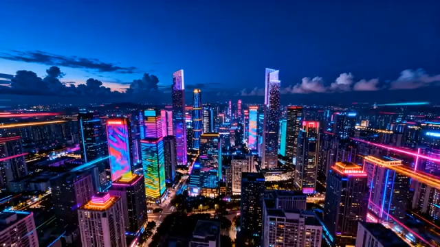  城市夜景航拍102220#横屏 	 -