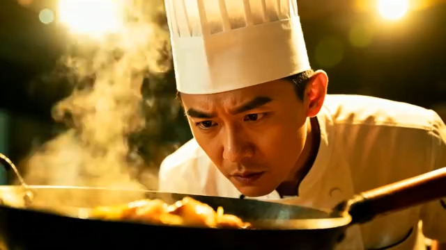  厨师专注翻炒美食249#横屏 	 