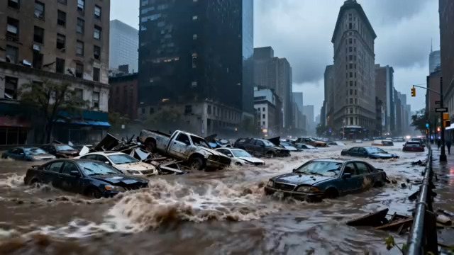  城市洪水淹没街道187#横屏 	 