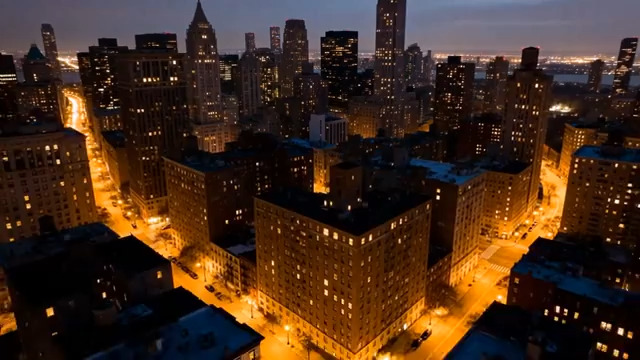  城市夜景航拍219#横屏 	 -