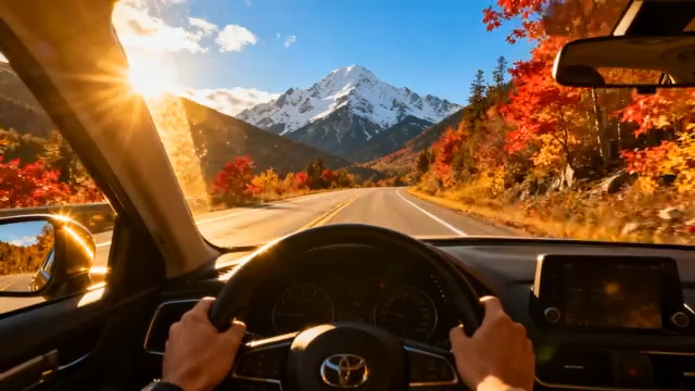  车内视角自驾雪山公路143#横屏 	 