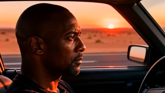  车内看沙漠日落的男人141#横屏 	 