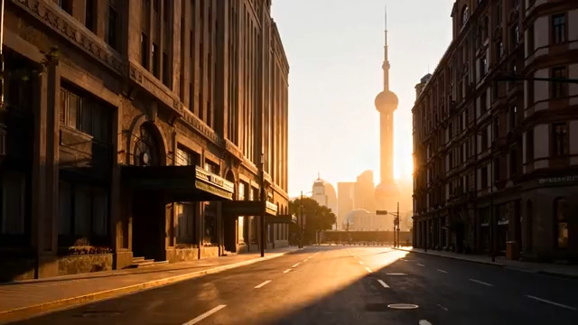  晨曦中的外滩街景174#横屏 	 