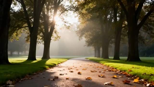  晨光林间小道145#横屏 	 