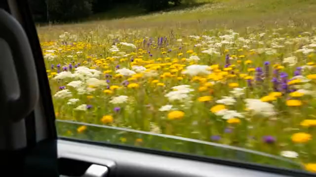  车窗外的花海风光139#横屏 	 