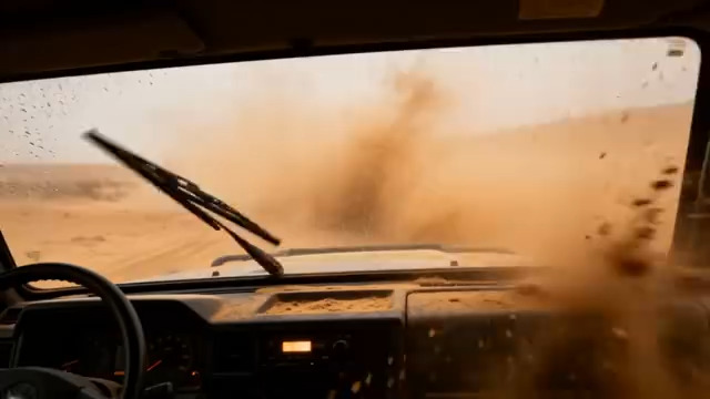  车内视角穿越沙尘暴142#横屏 	 