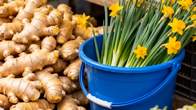  菜市场新鲜生姜与黄花93#横屏 	 