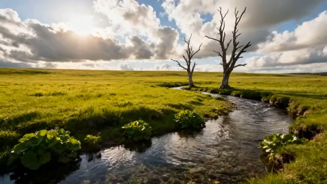  草原溪流风光129#横屏 	 
