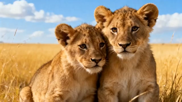  草原上的两只小狮子125#横屏 	 