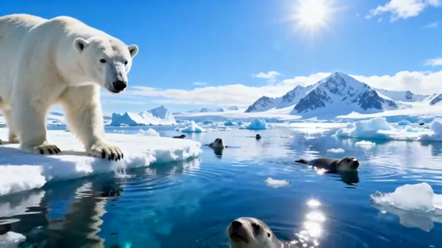  北极熊冰川凝望64#横屏 	 