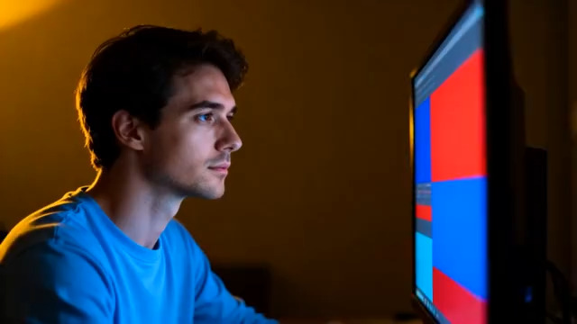  专注男性使用电脑3250#横屏 	 