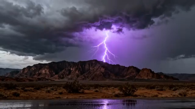  紫色闪电荒漠震撼瞬间3272#横屏 	 - 