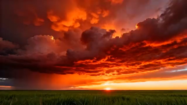  壮丽火烧云天空延时3258#横屏 	 