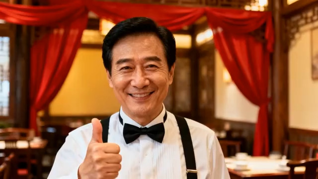  中年男士微笑竖大拇指3195#横屏 	 