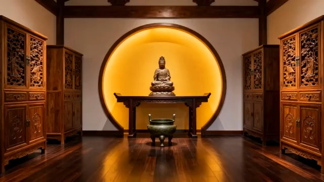  中式禅意佛堂静景3205#横屏 	 -