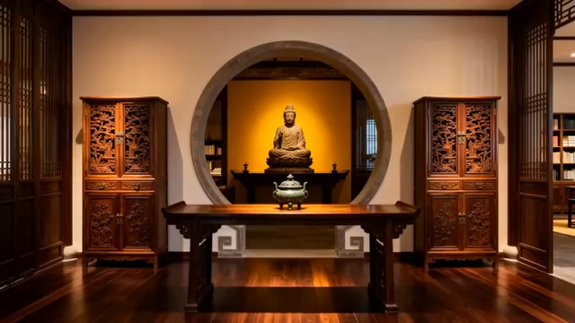  中式禅意佛堂内景3206#横屏 	 