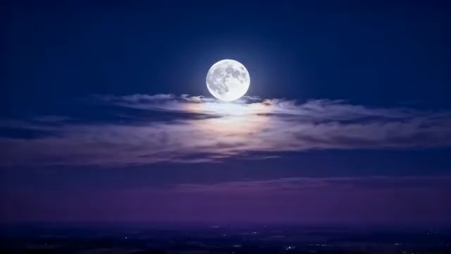  月夜云海静谧景色3090#横屏 	 