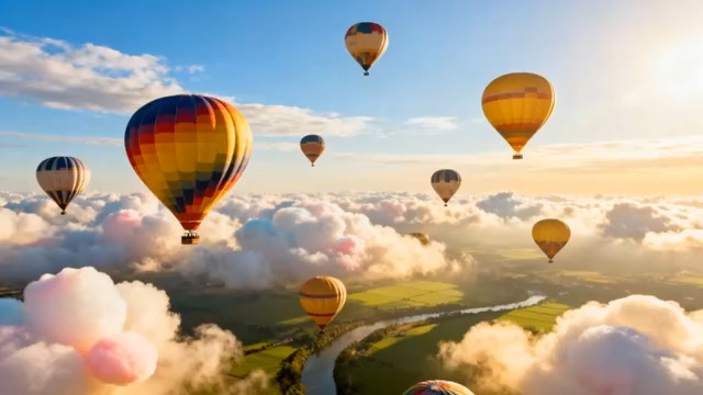  云端热气球编队飞行3094#横屏 	 - 