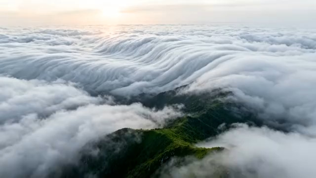  云海翻腾航拍美景3096#横屏 	 - 