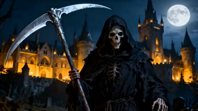  月夜死神城堡剪影3083#横屏 	 -