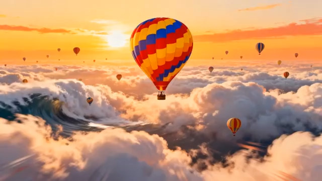  云海日出热气球3100#横屏 	 