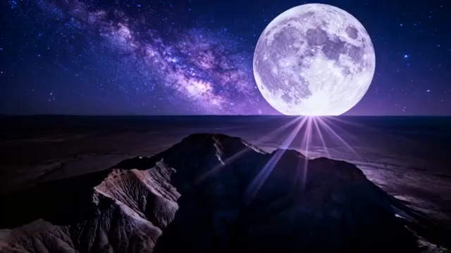  月夜星空山脉延时3087#横屏 	 -