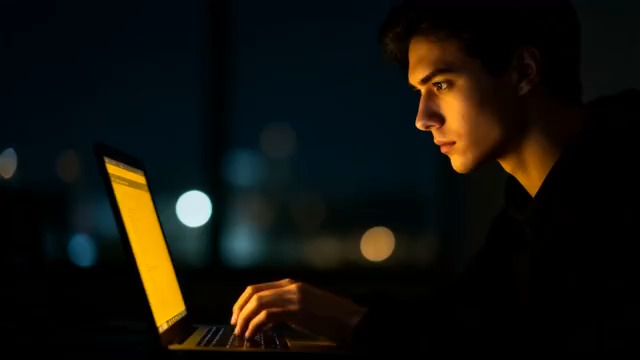  夜晚办公的男性2909#横屏 	 - 