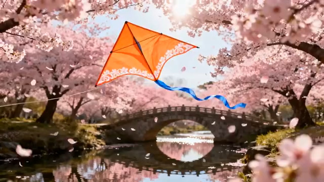  樱花季风筝飞舞2966#横屏 	 