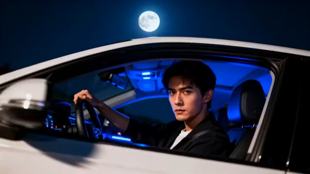  夜晚车内男司机特写2913#横屏 	 