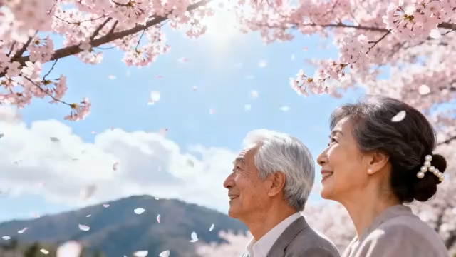  樱花下的银发伴侣2972#横屏 	 - 