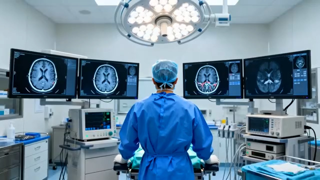  医生查看脑部CT影像2938#横屏 	 -