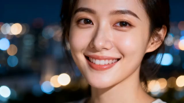  夜晚城市微笑女孩2915#横屏 	 