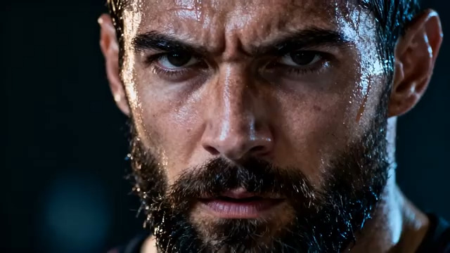  硬汉坚毅眼神特写2978#横屏 	 -