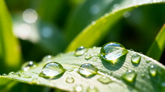  叶片上的晶莹露珠2895#横屏 	 