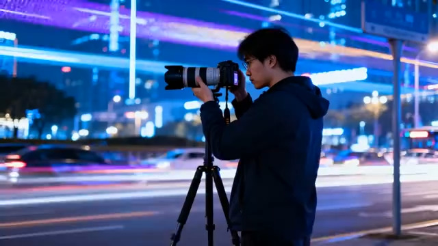  夜景摄影师工作中2904#横屏 	 