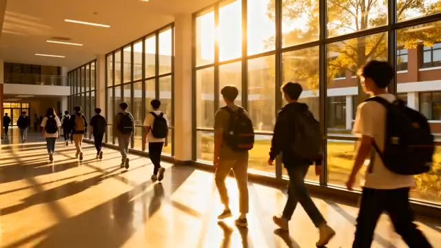  阳光下的校园走廊2853#横屏 	 