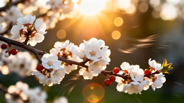  阳光照耀下的盛开樱花2885#横屏 	 -