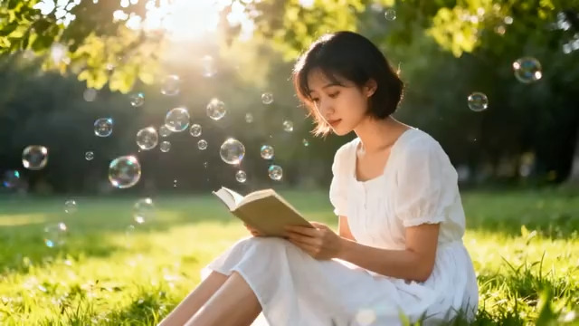  阳光下阅读的女孩2880#横屏 	 