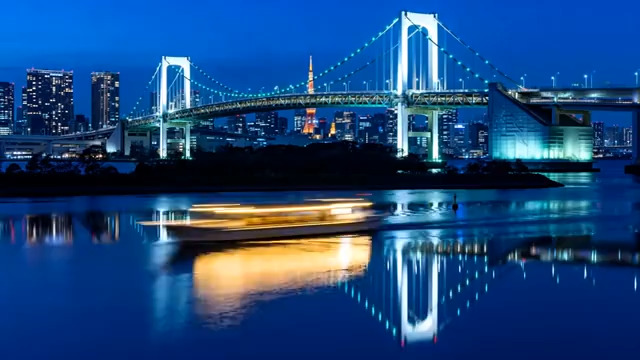  夜景大桥灯光延时2902#横屏 	 - 