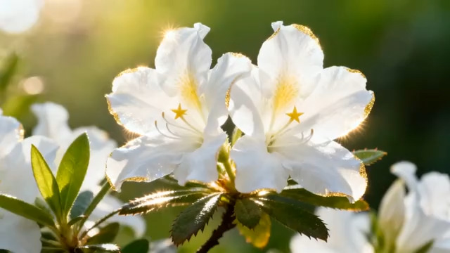  阳光下的白色杜鹃花2793#横屏 	 