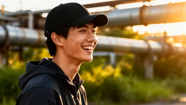  阳光少年侧脸微笑2784#横屏 	 